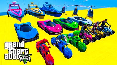 Gta V Mega Ramp On Bikes Fighter Jets And Boats By Trevor And Friends