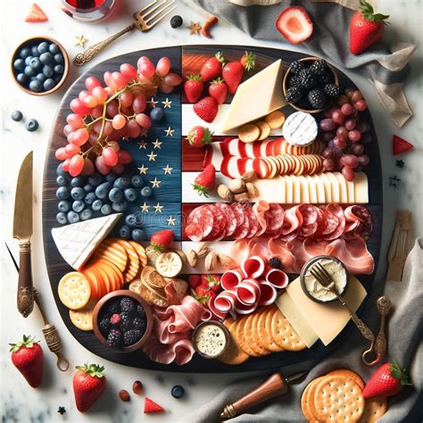 Festive Fourth Of July Charcuterie Board With American Flag Stock Image