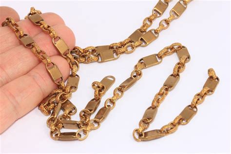 6x13mm Raw Red Brass Bar Chain Square Bar Chain Thick Brass Link Necklace Vintage Necklace