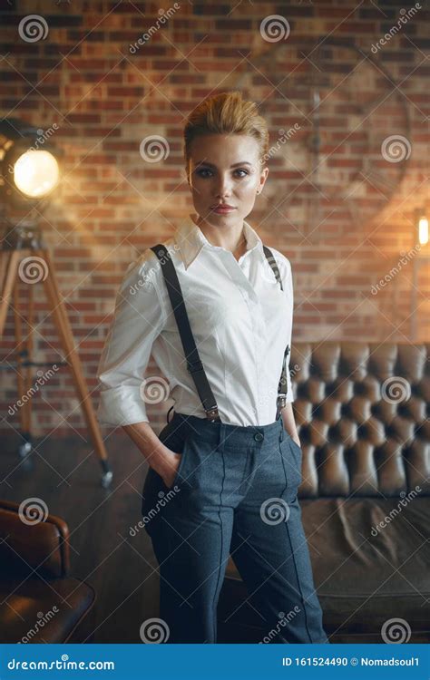 Elegance Business Woman in Strict Clothes, Retro Stock Photo - Image of lifestyle, brick: 161524490