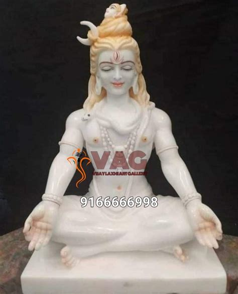 White Plain Marble Samadhi Shiv Ji Statue For Worship Size 1 To 12