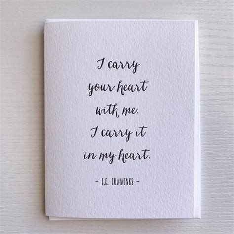 I Carry Your Heart With Me Ee Cummings Poem Letterpress Love Card