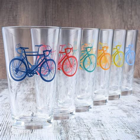 Greenline Goods Bicycle Beer Glasses Set Of 2 16 Oz Etsy