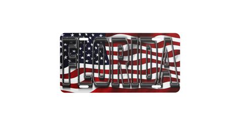 Patriotic Florida on American flag License Plate | Zazzle