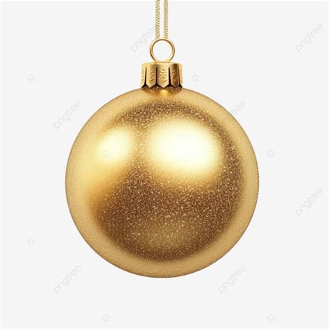 A Golden Christmas Ornament Hanging From A Chain On A White Background