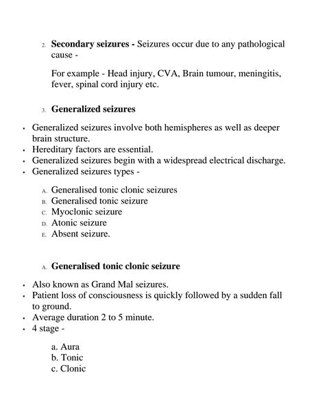 Solution Medical Surgical Nursing Notes Seizures Symptoms Causes