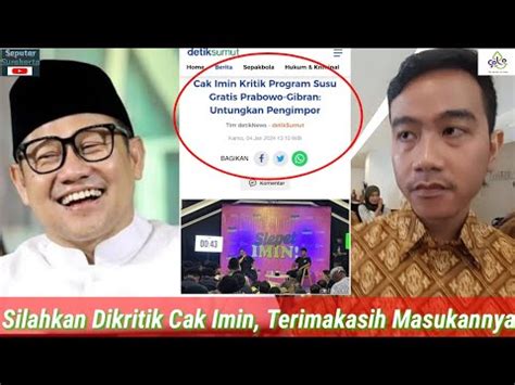 Gibran Balas Kritik Habis Program Susu Gratis Dari Cak Imin Untungkan