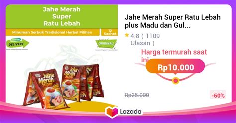 Jahe Merah Super Ratu Lebah Plus Madu Dan Gula Aren Isi Sachet