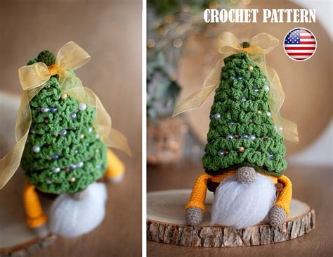 Amigurumi Crochet Pattern Gnome In Basket And Cap Gnome Christmas Tree