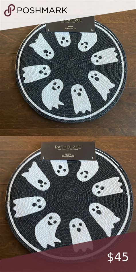 Rachel Zoe Halloween themed Black White Ghost Placemats set of 4 ...