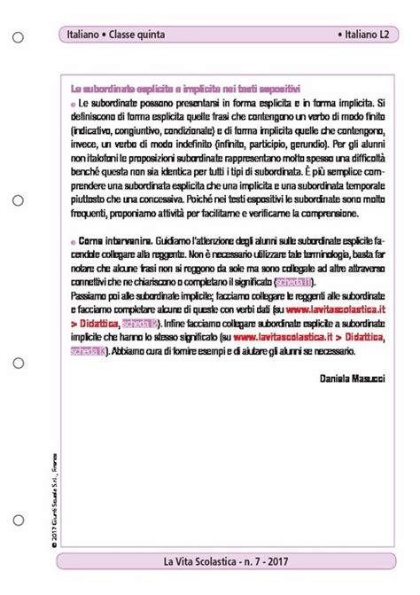 Le Subordinate Esplicite E Implicite Nei Testi Espositivi Giunti Scuola