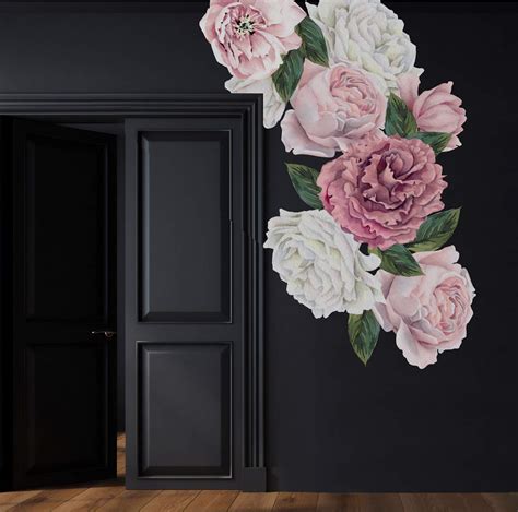 Floral Peonies Wall Decal Peony Bouquet Flowers Removable Peel And