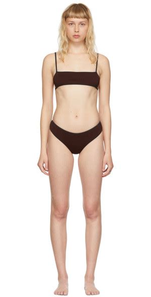 Jil Sander Brown Nylon Bikini