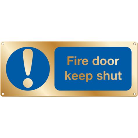 Fire Door Keep Shut Brass Symbol Signs