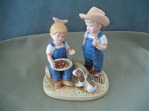 Vintage Homco Denim Days Danny Debbie Summer Harvest Figurine