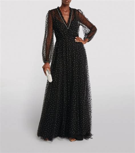 Monique Lhuillier Black Polka Dot Tulle Gown Harrods Uk