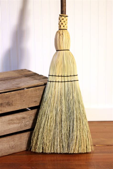 Kitchen Broom Natural Hardwood Handle Lightweight With Long Handle Great Smaller Sweep For