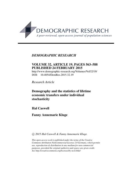 (PDF) Demography and the statistics of lifetime economic transfers ...