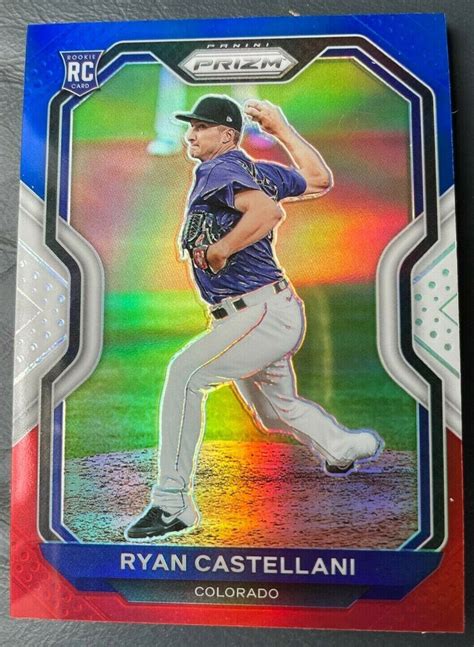 2021 Panini Prizm Red White And Blue Prizm 91 Ryan Castellani Rc Rockies