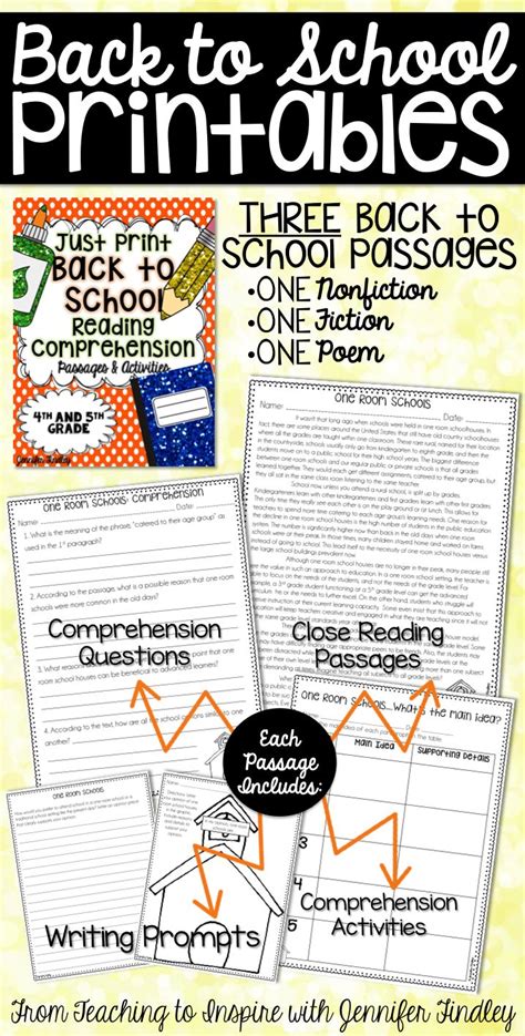 Back To School Reading Comprehension Passages Digital Reading