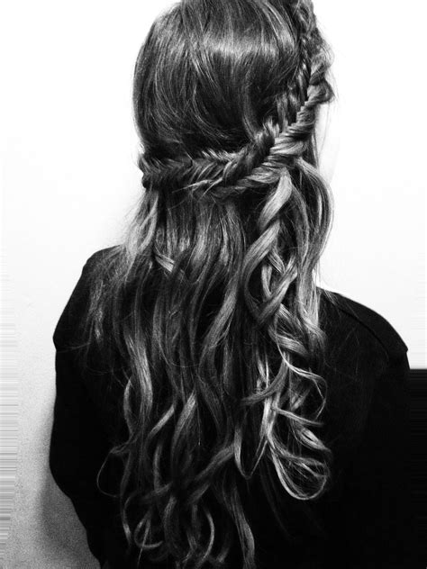 Fishtail Braid Crown With Wavy Loose Curls Braid Crown Fishtail