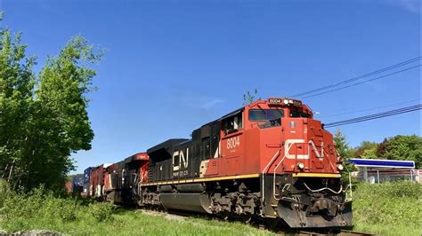 New Loco Containers Cn High Headlight Sd70m 2 8004 Leads Cn 406 Westbound Passing Kpark