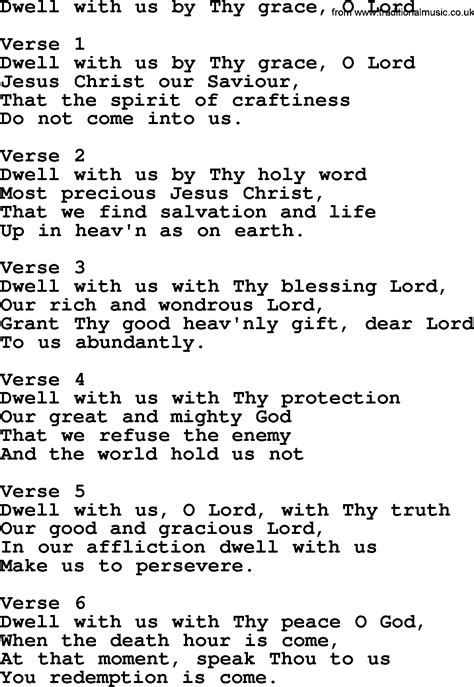 Dwell With Us By Thy Grace O Lord Apostolic And Pentecostal Hymns