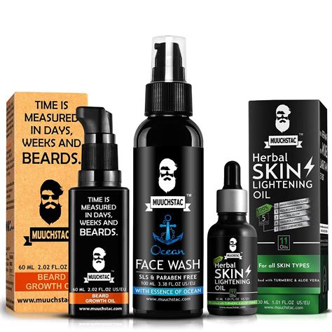 Muuchstac Face Care Kit Ayurvedic Beard Growth Oil 60 Ml Skin