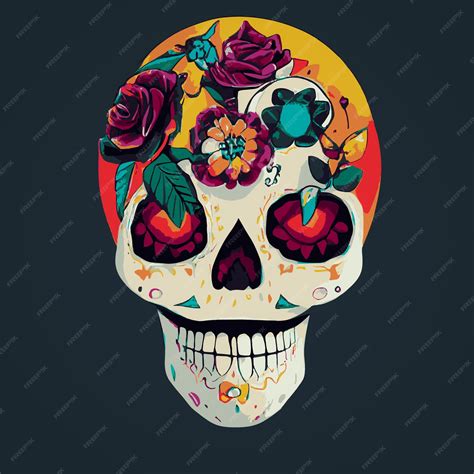 Premium Photo A Colourful Traditional Calavera Sugar Skull Decorated