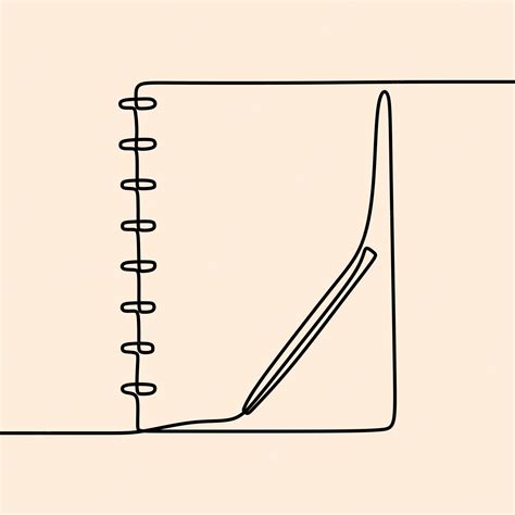 미적 노트북 Oneline 연속 단일 라인 아트 편집 가능한 Handdrawn 프리미엄 벡터