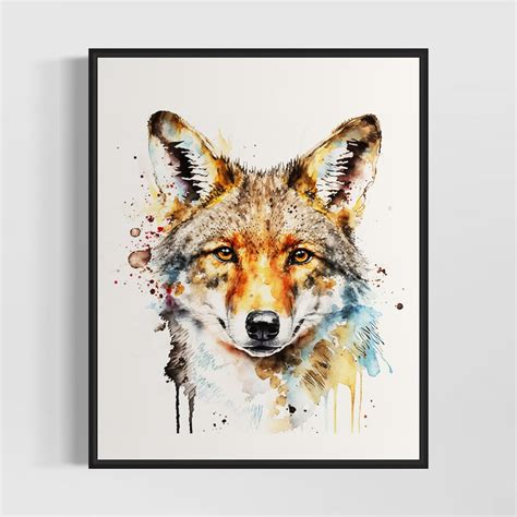 Coyote Watercolor Art Print, Coyote Painting Wall Art Decor, Original ...