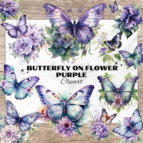 Purple Butterfly Flower Clip Art