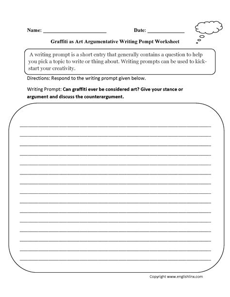 7th Grade Writing Prompts Worksheets Writing Worksheets