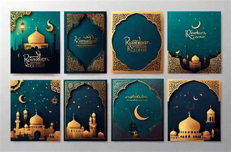 Ramadan Kareem Conjunto De Carteles O Invitaciones Dise O Ilustraci N