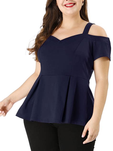 Unique Bargains - Women's Plus Size Sweetheart Neck Cold Shoulder ...