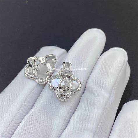 Van Cleef Arpels Vcarf Vintage Alhambra Earrings White Gold