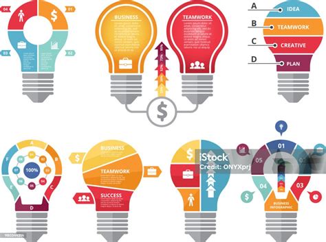 Various Infographic Shapes Of Lighting Bulb Stock Illustration ...