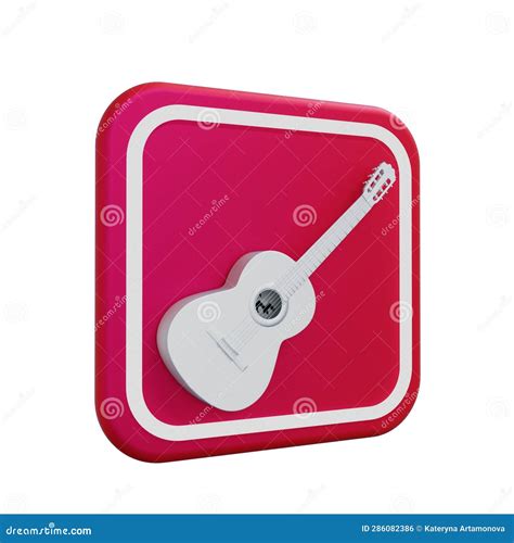 White Acoustic Guitar 3D Icon. Logo. Isolated on White Background. 3D ...