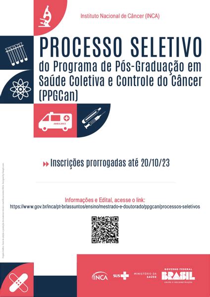 Processo Seletivo PPGCan 2024 INCA Instituto Nacional de Câncer