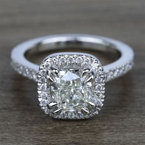 2 Carat Cushion Cut Halo Engagement Ring In Platinum