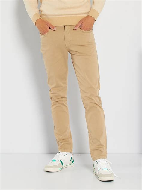 Pantalón slim 5 bolsillos de sarga BEIGE Kiabi 12 00