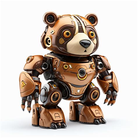 Premium AI Image | Brown bear robot funny robotic animal isolated over ...