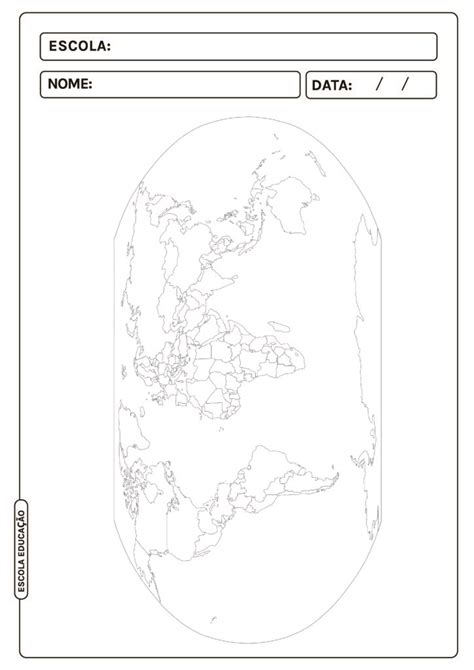 Mapa Múndi Para Colorir Escola Educação