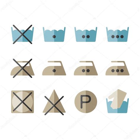 Conjunto De Instrucciones De Lavandería Iconos Símbolos De Lavado — Vector De Stock © Lilipom