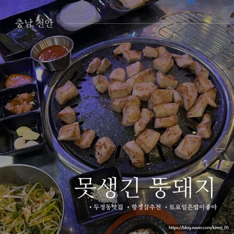 천안 두정동 맛집 못생긴 뚱돼지 항정살 추천 네이버 블로그