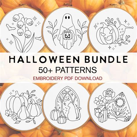 Halloween Embroidery Pattern Bundle Spooky Hand Embroidery Patterns