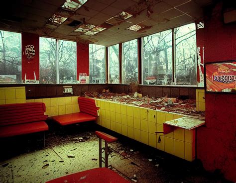 Interior Of An Old Abandoned Burger King From The 90s Rmidjourney