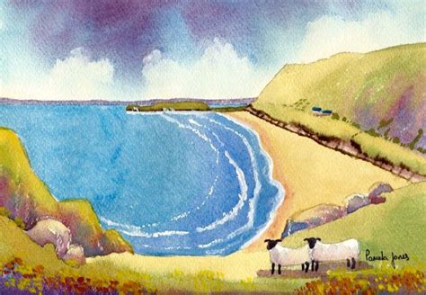 Original Watercolour Rhossili Bay Gower Wales Uk Gift Etsy Uk