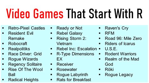 50 Video Games That Start With R Mobile And PC Games EngDic