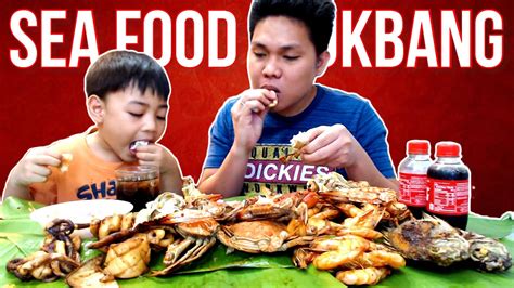 MUKBANG FILIPINO SEAFOOD | Crabs, Shrimps, Squid, Fish (Philippines ...